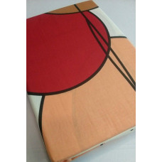 Kokvilnas gultasveļa 140x200 brūni sarkani oranži apļi uz krēmkrāsas fona