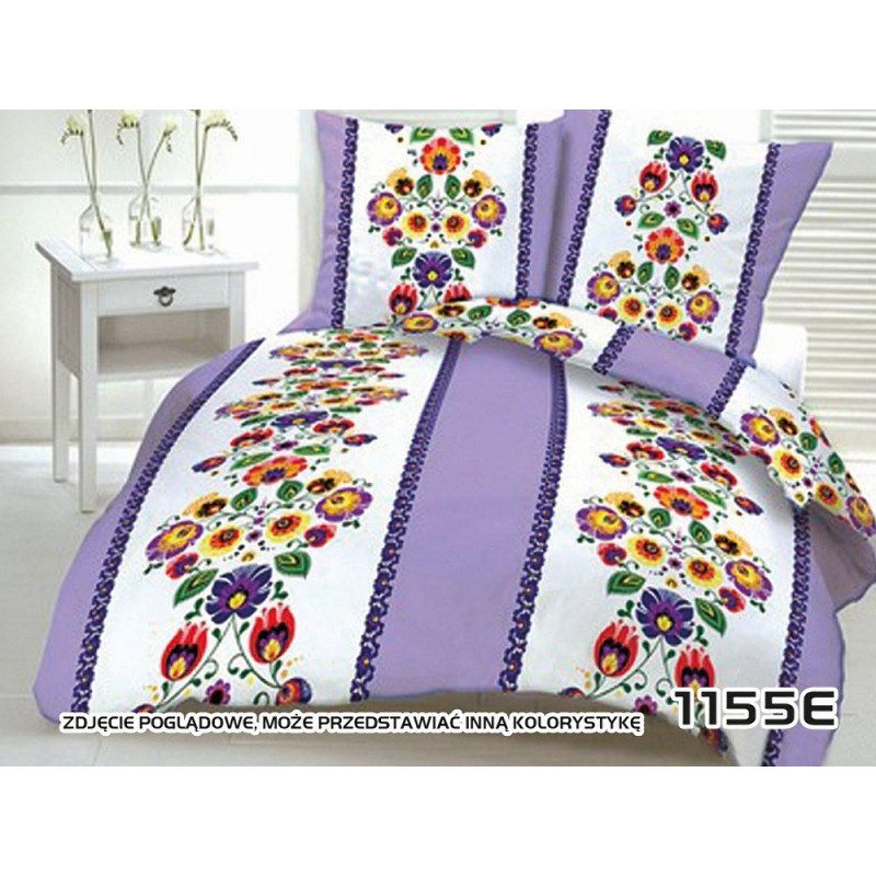 Kokvilnas gultas veļa 140x200 1155E Łowicka violeta ar rāvējslēdzēju