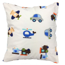 Kokvilnas spilvendrāna 40x40 1189E Automašīnas Automašīnas Traktori Lidmašīnas Helikopteri balts