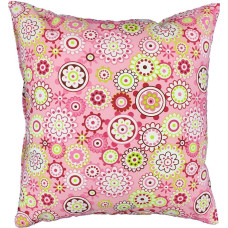 Kokvilnas spilvendrāna 40x40 1248E rozā ziedu pavasara karuselis