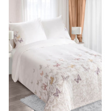Adele satīna gultasveļa 160x200, balta, izšūta ar tauriņiem