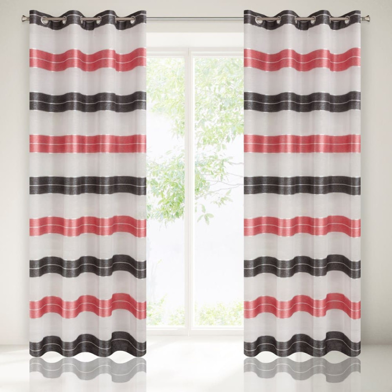 Gatavs aizkars ar cilpām 140x250 Edith sarkans un melns