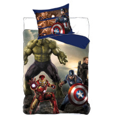 Kokvilnas gultas veļa 140x200 Avengers 1158 Captain America Iron Man spilvendrāna 70x90