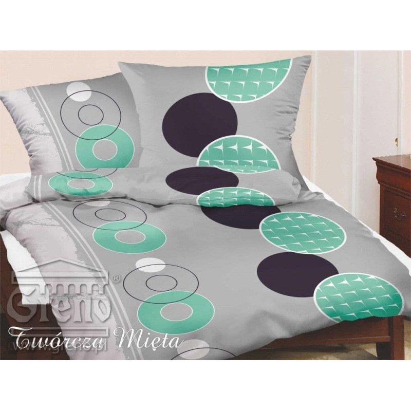 Satīna gultasveļa 140x200 Creative mint Gold Line