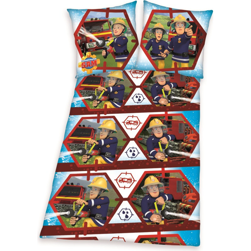 Kokvilnas gultas veļa 140x200 Fireman Sam 8272 Fire Department spilvendrāna 70x90