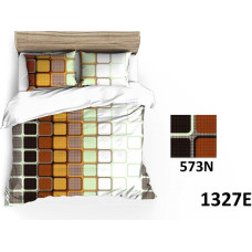 Kokvilnas gultas veļa 140x200 1327E sarkani ģeometriski kvadrāti 573N abpusēji