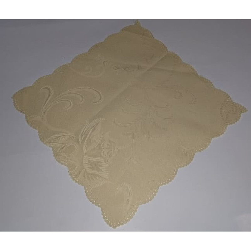 Traipu izturīgs galdauts 30x30, krēmkrāsas rakstaina salvete, zema cena 9354