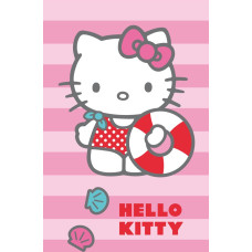 CTI Bērnu dvielis 70x120 Hello Kitty 3390 kaķēnu svītras rozā Deauville 320 g/m2 kokvilna