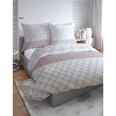 Satīna gultasveļa 220x200 Fashion 2647 C pūderis balts rozā pelēks