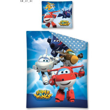 Kokvilnas gultas veļa 140x200 Airplanes 7498 Dżetek Frunia Airplanes Robots Super Wings 07