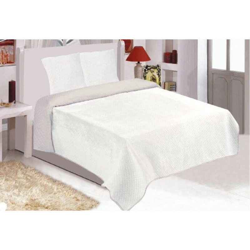 Ortex Dekoratīvs abpusējs gultas pārklājs 200x220 34081 krēmpelēks plīša siets