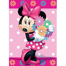 Flīsa sega 100x150 Mini Mouse 4240 Minnie Mouse rozā ar pušķi bērnu pledu