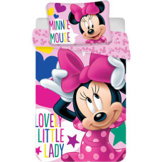 Kokvilnas gultas veļa 100x135 Mini Mouse 4547 Minnie Mouse rozā gultai