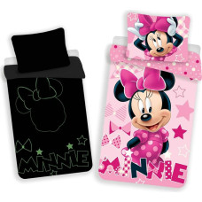 Gultas veļa spīd tumsā 140x200 Mini Minnie Mouse 9412 kokvilnas spilvendrāna 70x90