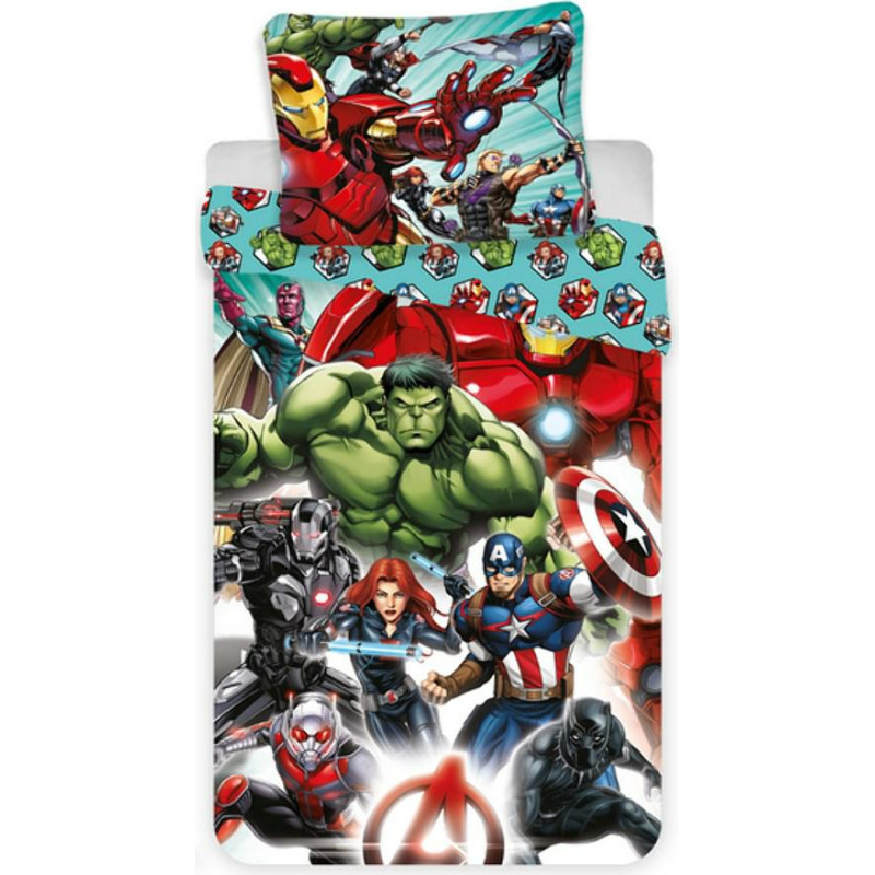 Kokvilnas gultas veļa 140x200 Avengers 9474 Endgame Captain America Iron Man Endgame spilvendrāna 70x90