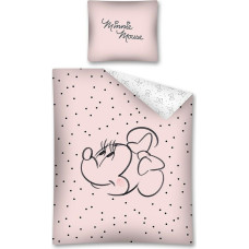 Kokvilnas gultasveļa 140x200 Mini Minnie Mouse 1471 rozā ar punktiem