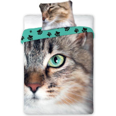 Kokvilnas gultasveļa 160x200 Kitten cat eye 3266 cute kaķēna spilvendrāna 70x80