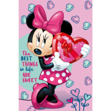 Flīsa sega 100x150 Minnie rozā Minnie Mouse sirsniņas 8224 bērnu pleds