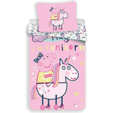 Kokvilnas gultas veļa 140x200 Peppa Pig Unicorn unicorn 6295 rozā spilvendrāna 70x90