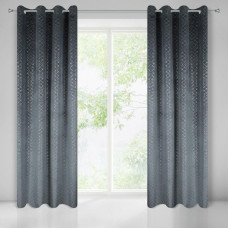 Gatavs aizkars ar cilpām 140x250 Chiara tērauda ģeometrijas sudraba samts