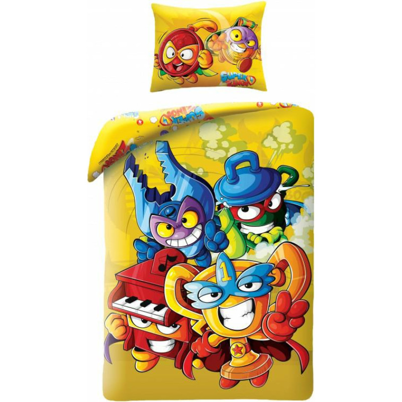 Kokvilnas gultasveļa Super Zings 140x200 draiskuļi supervaroņi Captain K klavieru krūze supervillains 7432 spilvendrāna 70x90