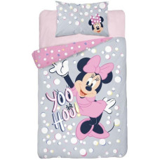 Kokvilnas gultas veļa 100x135 Minnie Mouse Minnie Mouse apļi polkas punktiņi violeti rozā balts 0205