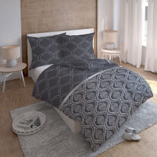 Satīna gultasveļa 160x200 austrumu ornamenti grafīts sudrabs 3260 B Mājas satīns