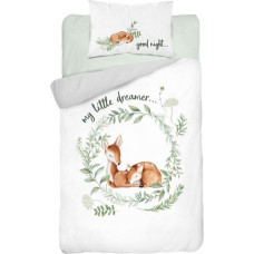 Bambusa gultas veļa 90x120 Bambi 3274 Balts olīvbriedis gultai abpusēja spilvendrāna 40x60