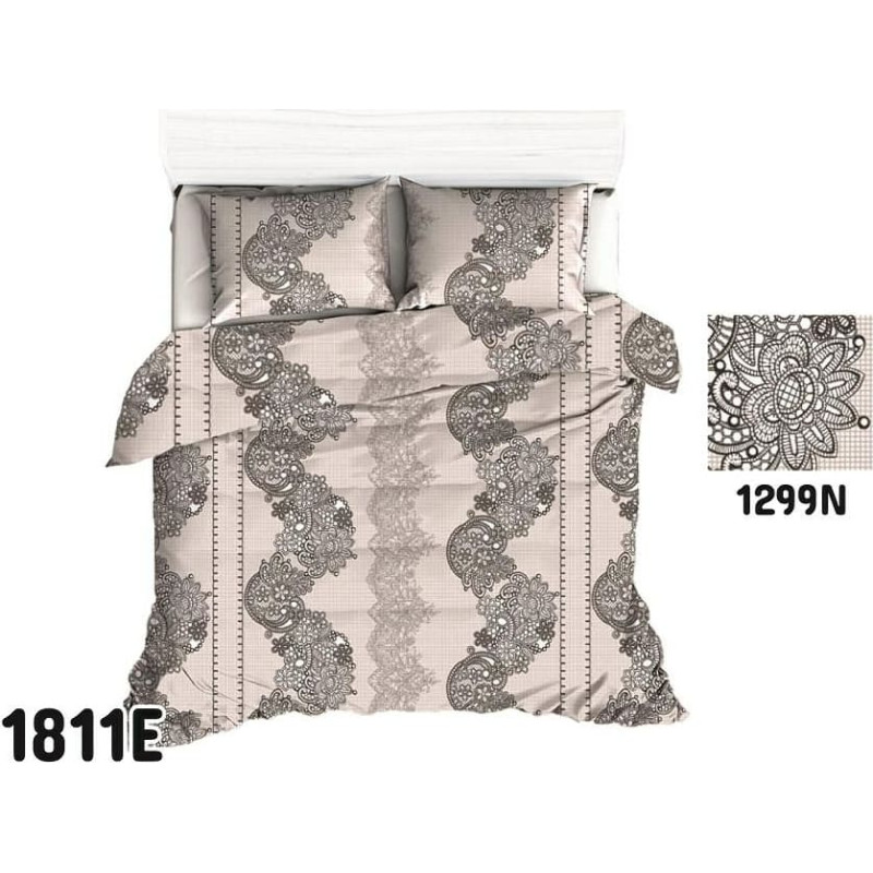 Kokvilnas gultas veļa 180x200 1811E austrumu ornamenti bēšs melns 1299N