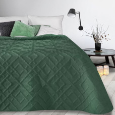 Dekoratīvais gultas pārklājs 230x260 Alara 2 tumši zaļš ar ģeometrisku rakstu