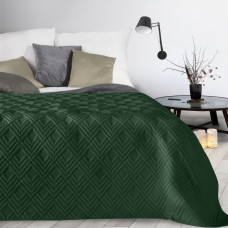 Dekoratīvais gultas pārklājs 230x260 Alara 1 tumši zaļš ar ģeometrisku rakstu