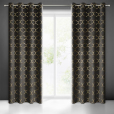 Aizkars 140x250 Gisiel melnā zelta Marokas samta āboliņš gatavs ar cilpām