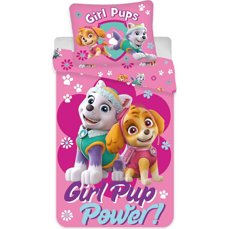 Kokvilnas gultas veļa 140x200 Paw Patrol Paw 5662 Skye Everest rozā spilvendrāna 70x90