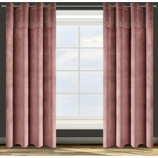 Aizkars 140x250 Suzi rozā sudraba samts gatavs ar cilpām Eurocurtains