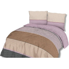 Kokvilnas gultas veļa 140x200 71457/1 svītras bēša brūna violeta ģeometrija Cottonlove 2