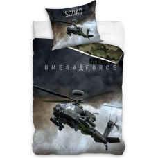 Kokvilnas gultas veļa 160x200 Helikopter camo Omega Force 0164 pelēkzaļa jauniešu militārā