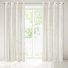 Aizkars 140x250 Shirley, krēmkrāsas, gatavs ar cilpām, dekorēts ar vertikālām smilškrāsas svītrām