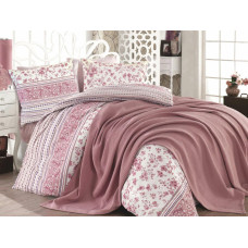 Kokvilnas gultasveļa 160x200 Lucida rozā ziedi pļava Exclusive 2