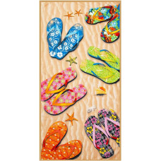 Pludmales dvielis 72x146 liels Monica 05 pludmales flip-flops mikrošķiedras 270g/m2 vanna krāsaina