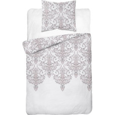 Kokvilnas gultas veļa 160x200 ornamenti 3878 B pelēks rozā pūdera glamūrs Cotton 4