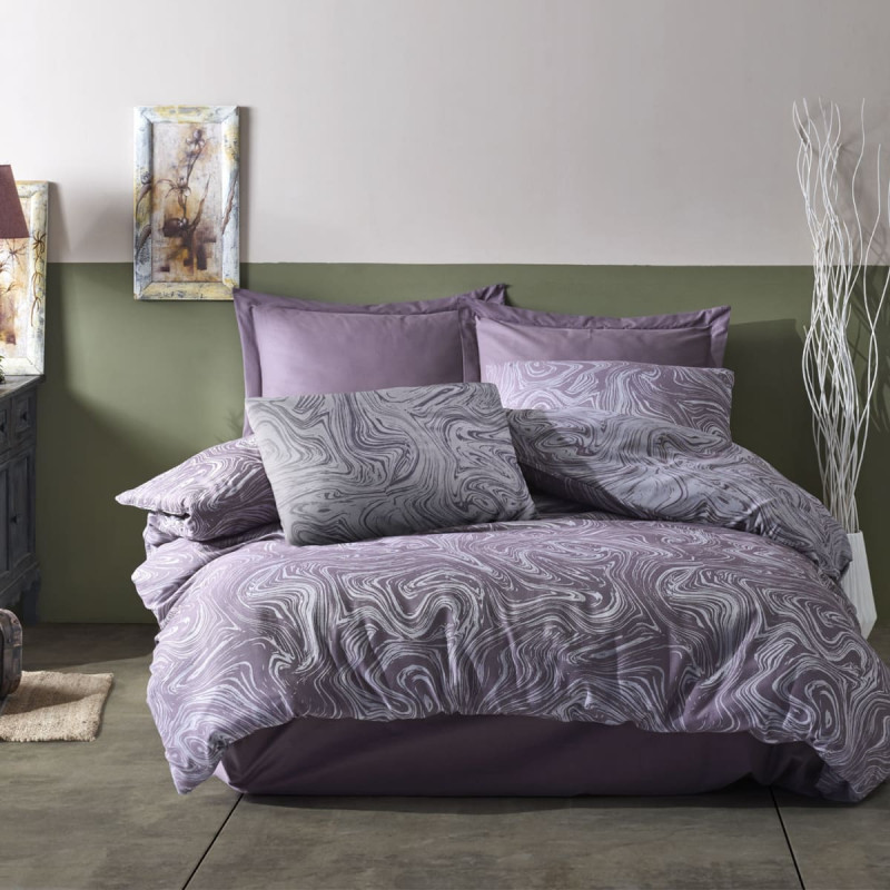 Kokvilnas gultas veļa 160x200 marmora purpura marmora žakarda Cottonlove Jacquard