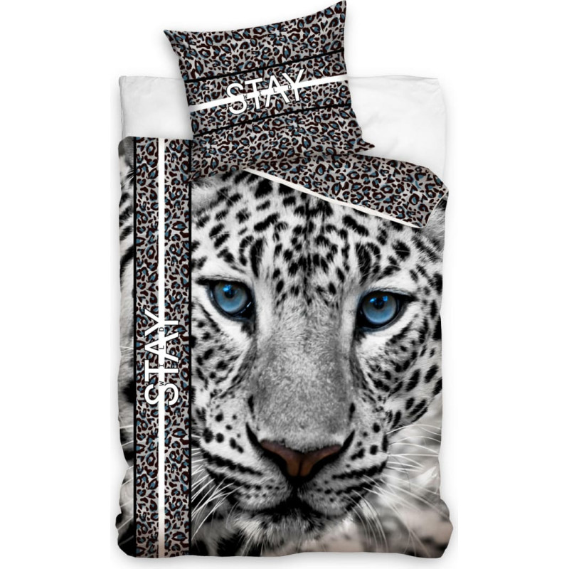 Kokvilnas gultas veļa 160x200 White Panther Africa spilvendrāna 70x80