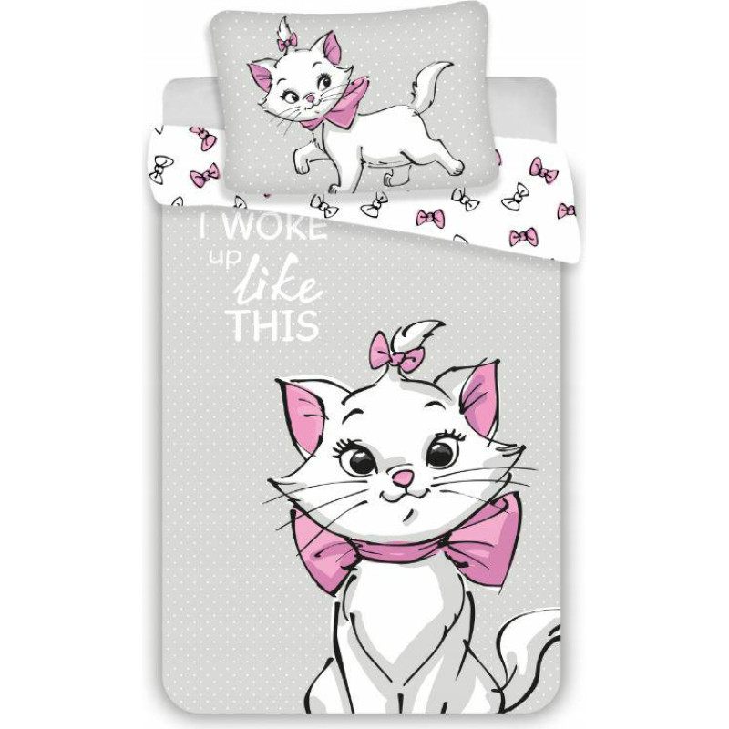 Kokvilnas gultas veļa 100x135 Marie Cat pelēka spilvendrāna 40x60 23. augusts