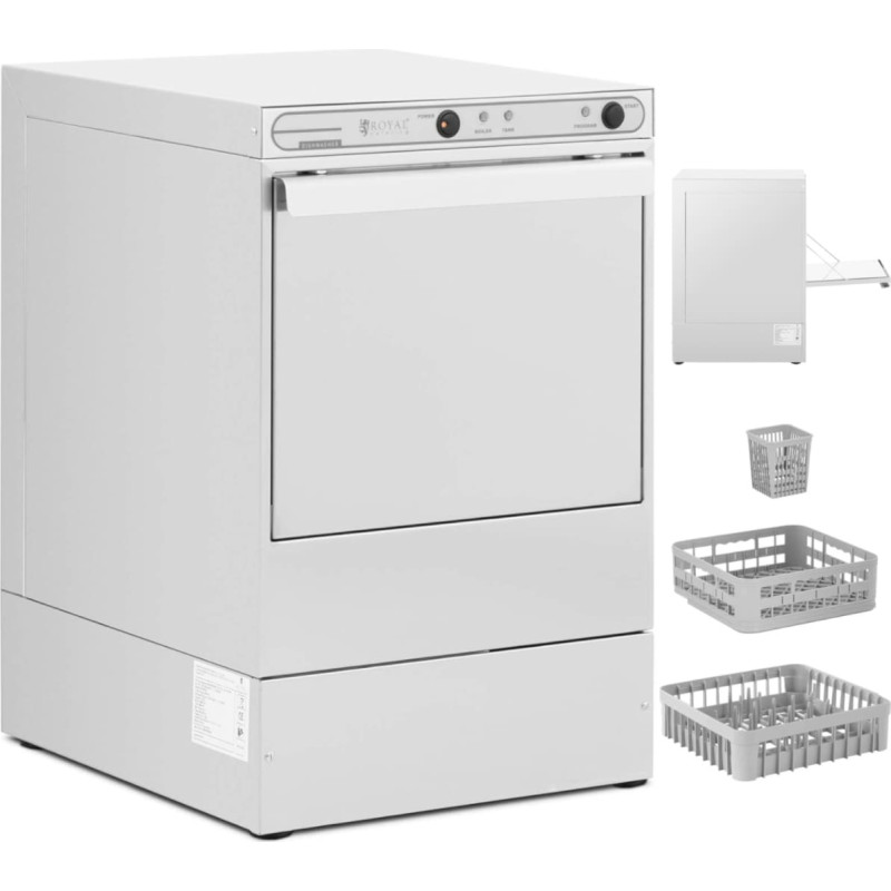 Royal Catering Brīvi stāvo&scaron;a trauku mazgājamā ma&scaron;īna stikla traukiem, grozs 40 x 40 cm, līdz 30 cikliem/h, 2900 W