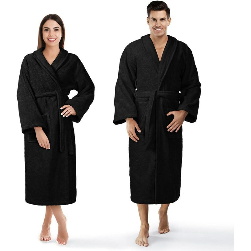 Prestiż XS frotē peldmētelis, melna viesnīcas kokvilna, 450g/m2