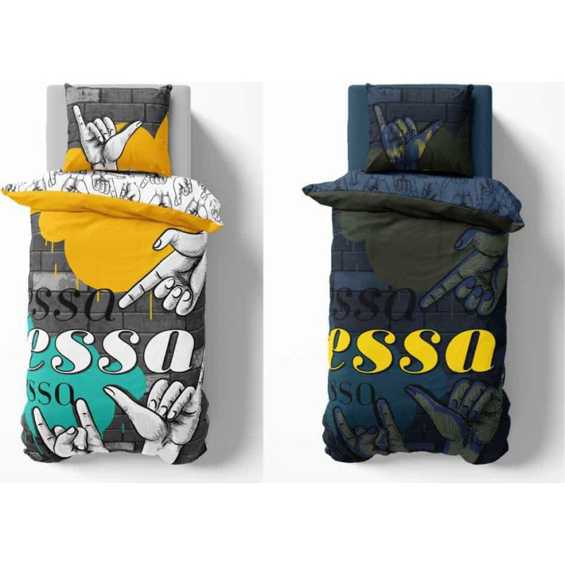 Tumsā mirdzoša gultas veļa 140x200 4759 A Essa pelēks balts Fluo 50