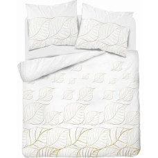 Satīna gultasveļa 220x200 Baltā zelta lapas 4815 B Home Satin 58