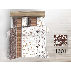 Mizas pakaiši 160x200 brūnas baltas lapas svītras 1301N Koralove