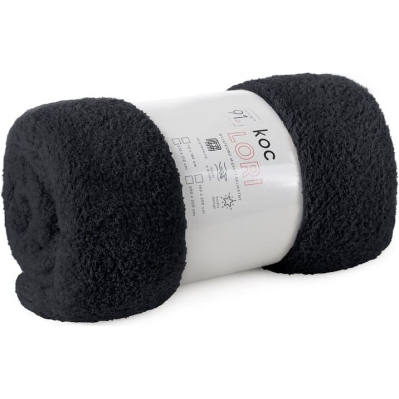 Sega gultas pārklājs 200x220 Lori melns flano tips D91