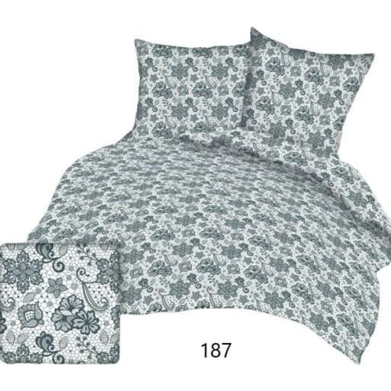 Kokvilnas gultasveļa 160x200 balti pelēki ziedi 187 kokvilna Maks